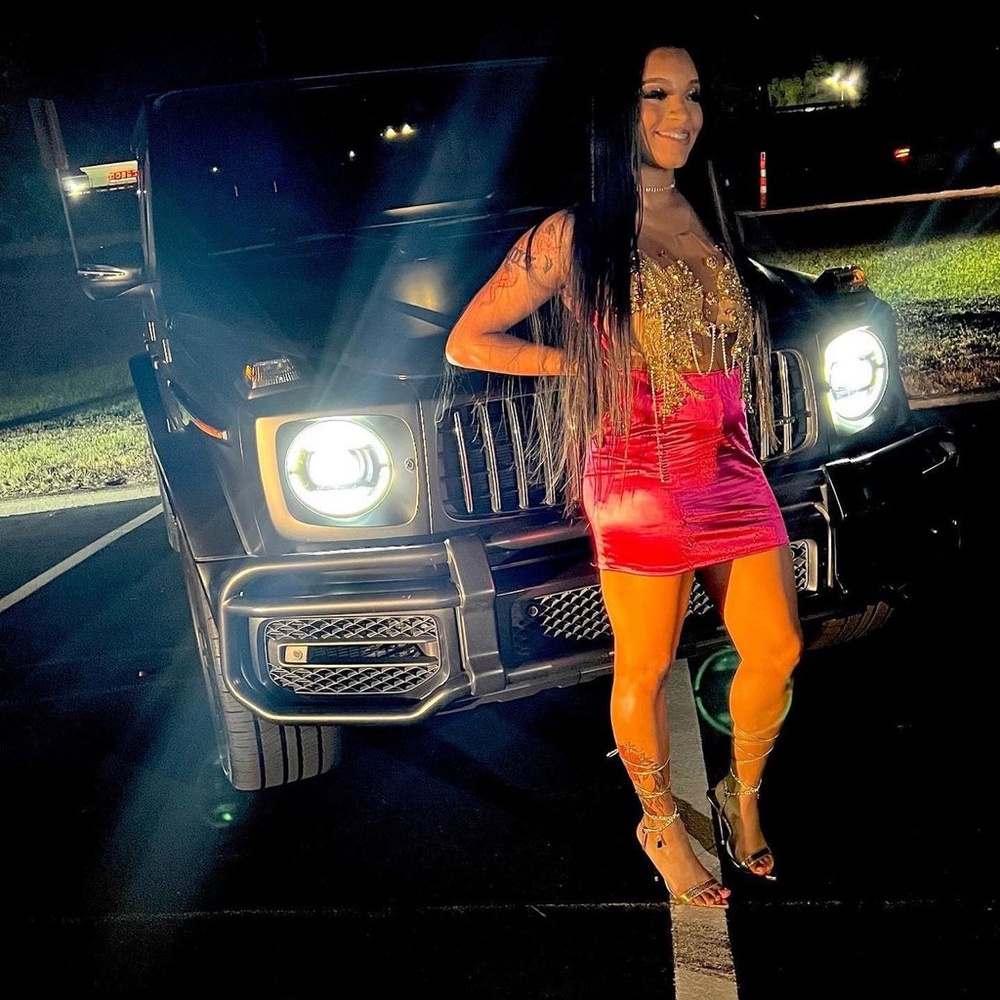 gold & hot pink customized dress